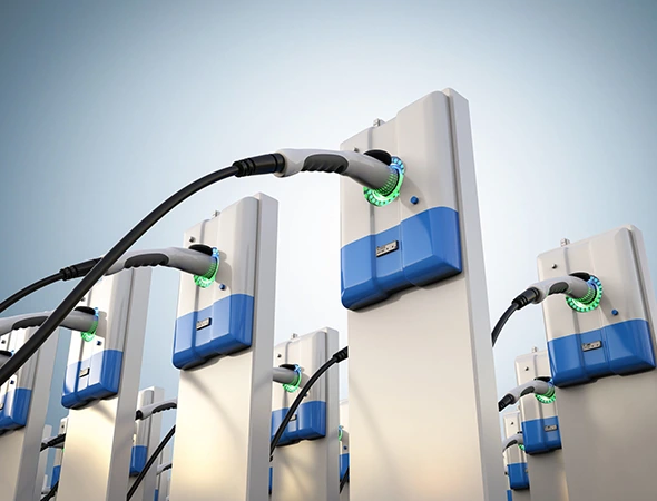 Commercial EV chargers service with multiple charging points for fast, reliable electric vehicle charging solutions.